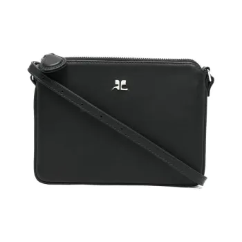 COURREGES Calfskin Crossbody Bag Shoulder Bag Women's Black