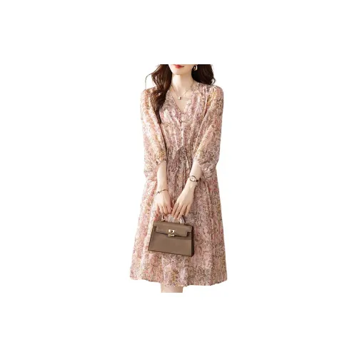 Baoye Long-Sleeved Dresses Women's Pink