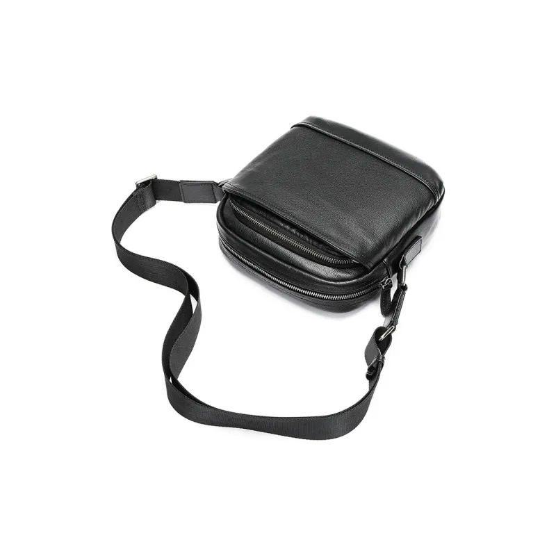 DOSRFINI Genuine Leather Shoulder Bag, Crossbody Bag Men's Black-2