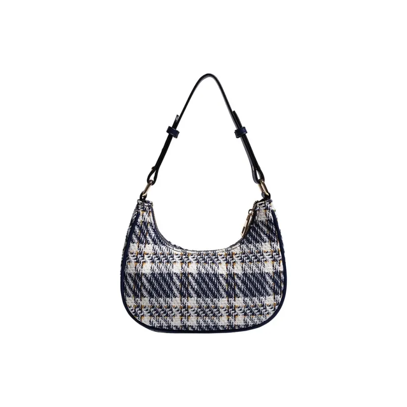 Carksky PU Shoulder Bag Regular Women's Plaid Blue-0