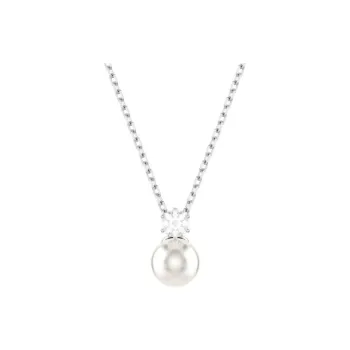 Swarovski Synthetic Cubic Zirconia Rhodium-Plated Faux Crystal Faux Pearl Necklaces Women's Silver