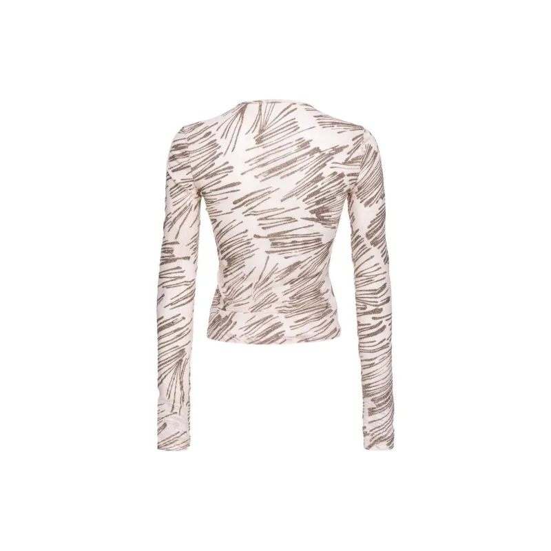 PINKO Moneta Glitter-Embellished Long-Sleeved T-Shirt-1