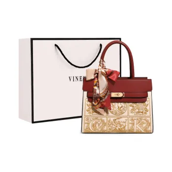 VINEY Cow Leather Handbags Shoulder Bag Crossbody Bag Mom Bag Medium Size Women's Red