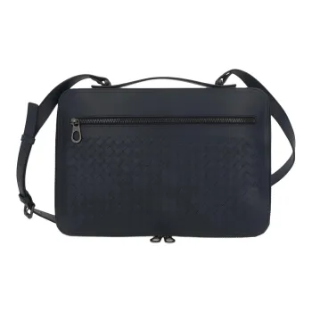 Bottega Veneta Leather Laptop Bag Men's Marine Blue