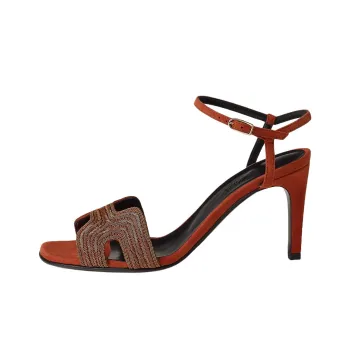 HERMES Heden Strap Sandals 8cm Women's Red Brown