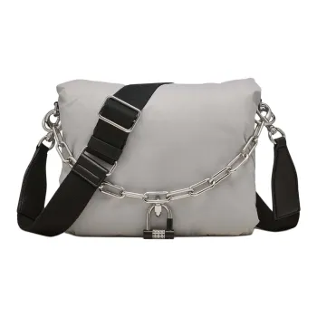 DKNY Nylon Shoulder Bag Crossbody Bag Large Size Women's Gray