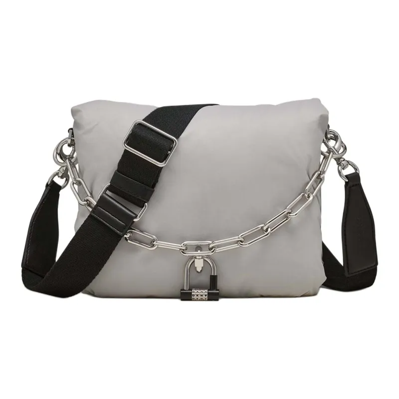 DKNY Nylon Shoulder Bag Crossbody Bag Large Size Women's Gray-0