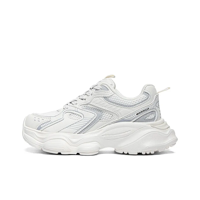 Warrior Students Platform Chunky Sneakers Lightweight And Breathable Low Top Casual Shoes Women's Beige-0