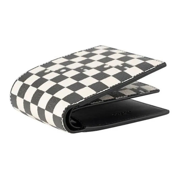 COACH 3 IN 1 Wallet Canvas Leather Clutch Card Holder, Wallet Regular Unisex Black White-3