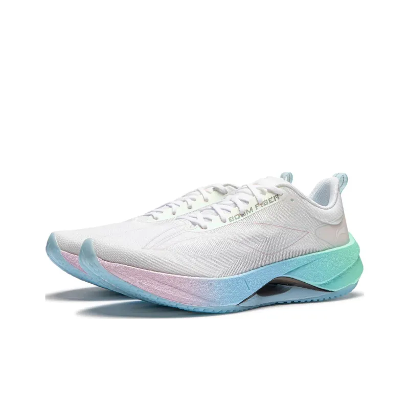 LiNing Super Light 21 Cushioned Slip Resistant Abrasion Resistant Breathable Low Top Running Shoes Women's White Blue-2