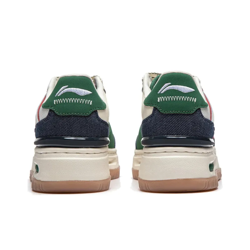 LiNing Future C1 Anti Slip Wear Resistant Low Top Skateboard Shoes Women's Beige Green-4
