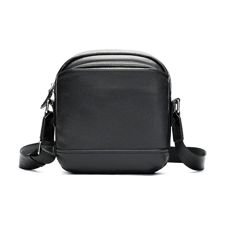 DOSRFINI Genuine Leather Shoulder Bag, Crossbody Bag Men's Black-4