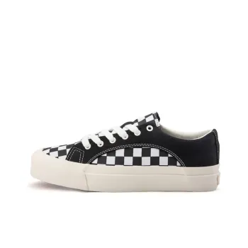 WANSWER Low Top Skateboard Shoes Unisex Black White Plaid