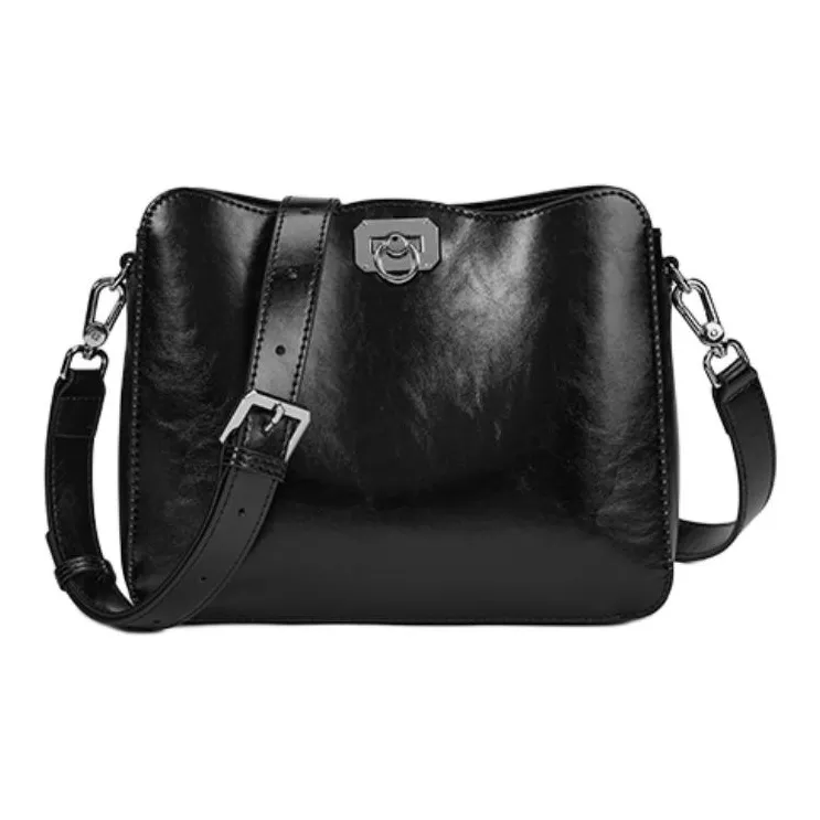 ST&SAT Cow Leather Crossbody Bag Large Size Women's Elegant White/Dreamy Silver/Elegant Black-5