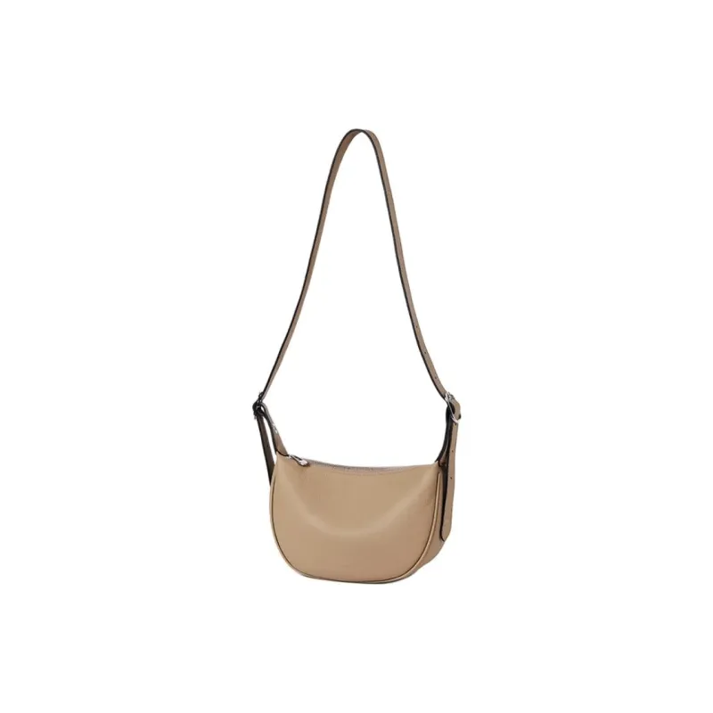 ST&SAT Top Grain Cow Leather Shoulder Bag Crossbody Bag Medium Size Women's Elegant White/Khaki-6