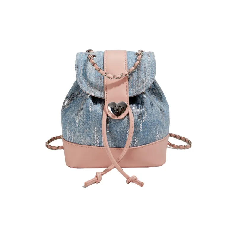 NATTY PU Backpack Small Size Women's Silver/Pink-9
