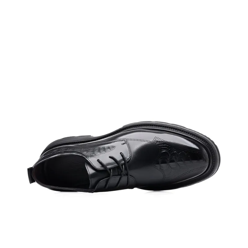 MODENGPAN Dress Shoes Men Low Top Brown/Black-7