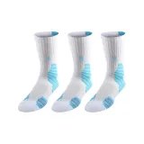 White/Blue Mid-Calf Socks *3 [3-Pack]