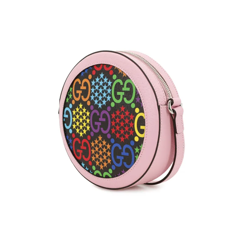 GUCCI Canvas With Leather Round Bag Shoulder Bag Crossbody Bag Regular Women's Pink/Multicolor/Candy Color-3