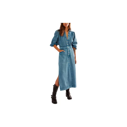 FREE PEOPLE Long-Sleeved Dresses Women's Skyfall/Canopy Color