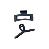 Frosted Black Square Clip+Ribbon Clip 10cm