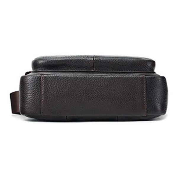 ROSEROOEN Top Grain Cow Leather Shoulder Bag Regular Men's Coffee/Black-2