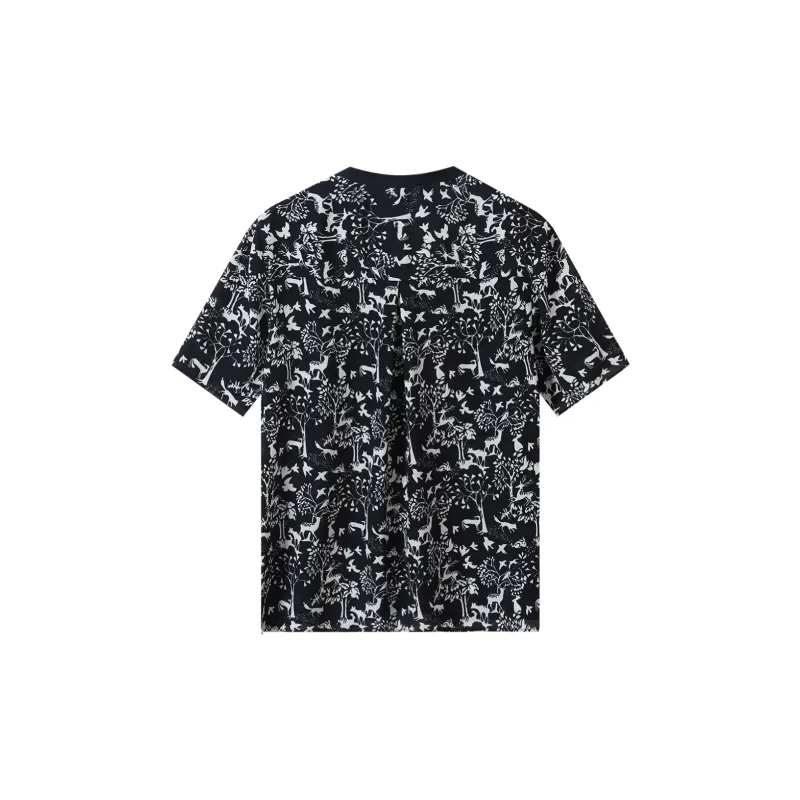 H-YXIANG Shirt Women's Blue Background Print-1