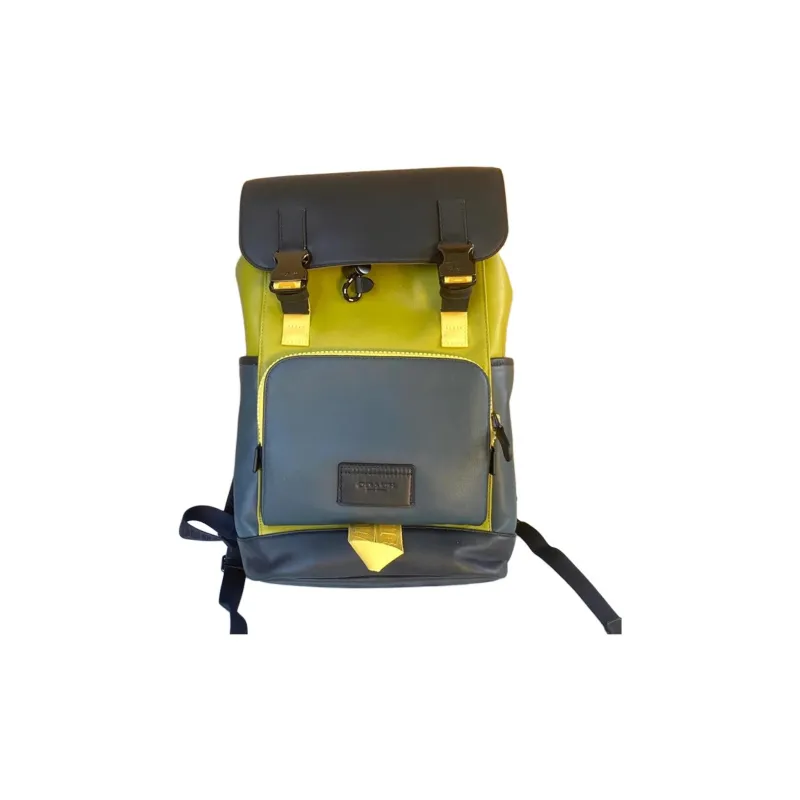 COACH Track Cow Leather Backpack Medium Size Men's 1. Black Blue Green Multicolor-4