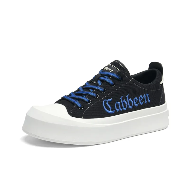 Cabbeen Preppy Round Head Wear-Resistant Slip-Resistant Low-Top Skateboard Shoes Men's Black-2