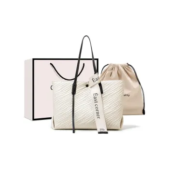CentarlKatty Polyurethane Tote Bag Handbag Shoulder Bag Women's Black White Wrinkle