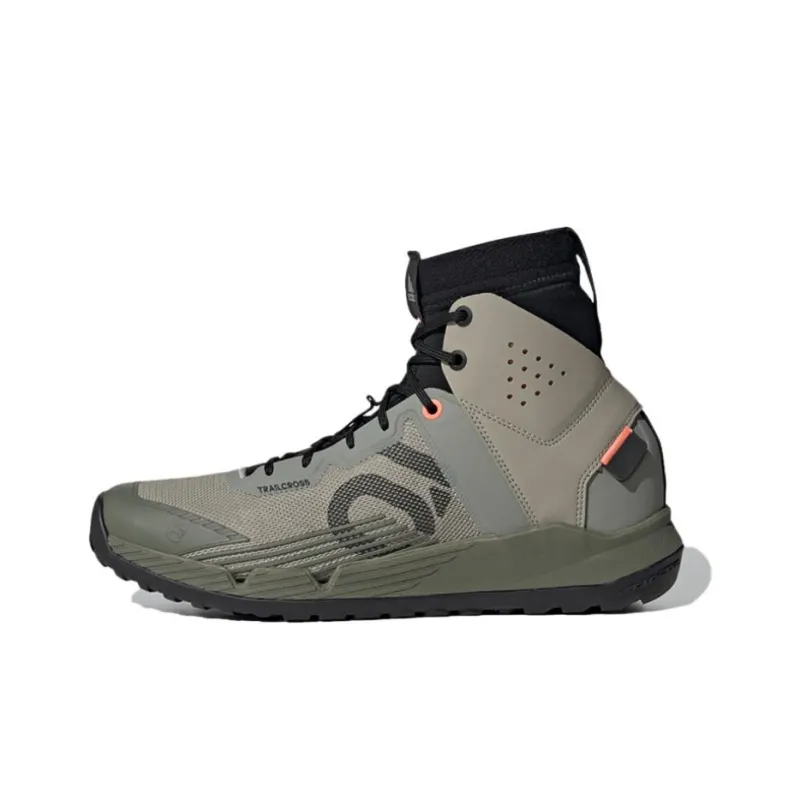 Adidas Five Ten Trailcross Trail Cross Wear-Resistant High-Top Trekking Shoes Men's Gray Green-0