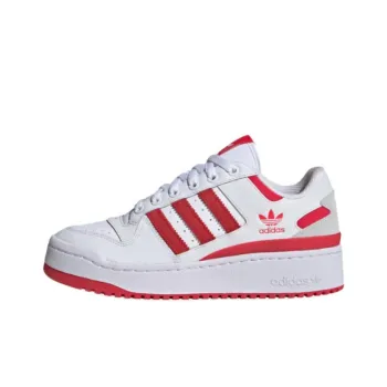Adidas Originals FORUM BOLD STRIPES Non slip Lightweight Low Top Skateboard Shoes Women's White Red