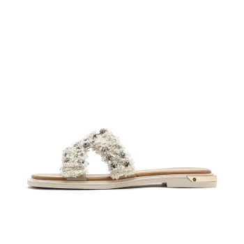 HARSON Rubber Sole Rhinestone Quick Dry Slide Slippers Women's
