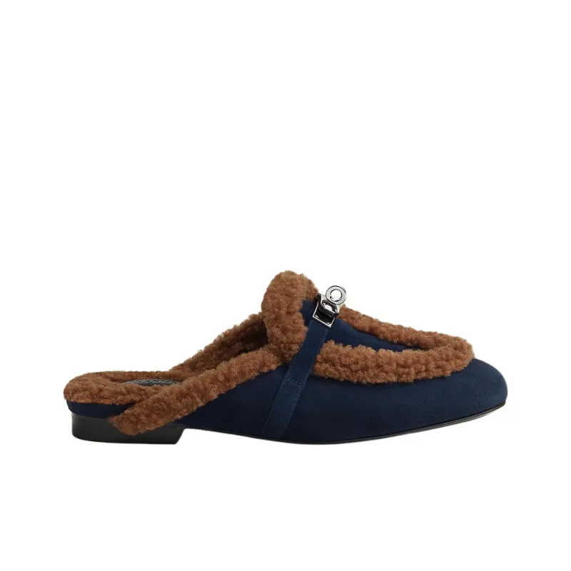 HERMES Oz Slip Resistant Closed Toe Slippers Women's Navy Blue-1
