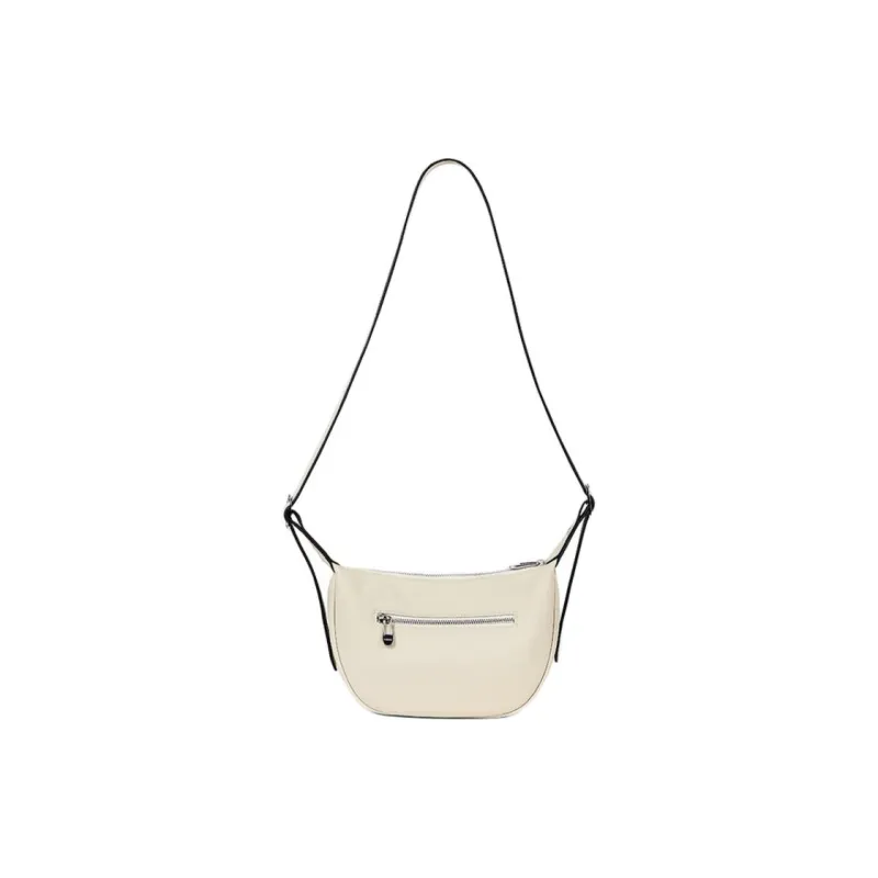 ST&SAT Top Grain Cow Leather Shoulder Bag Crossbody Bag Medium Size Women's Elegant White/Khaki-2