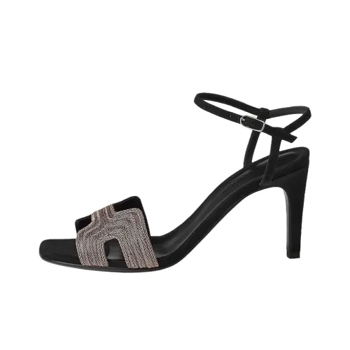 HERMES Heden Strap Sandals 8cm Women's Black