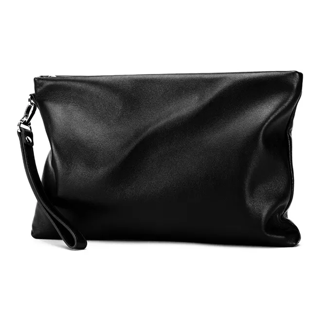 ROSEROOEN Top Grain Cow Leather Clutch Regular Unisex Black-2