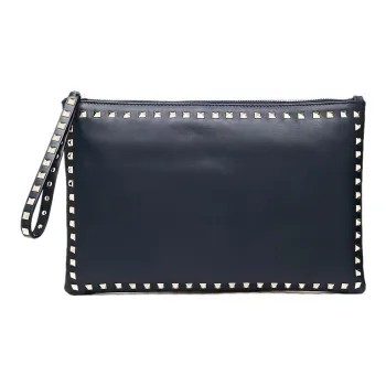 Valentino Leather Clutch Women's Navy