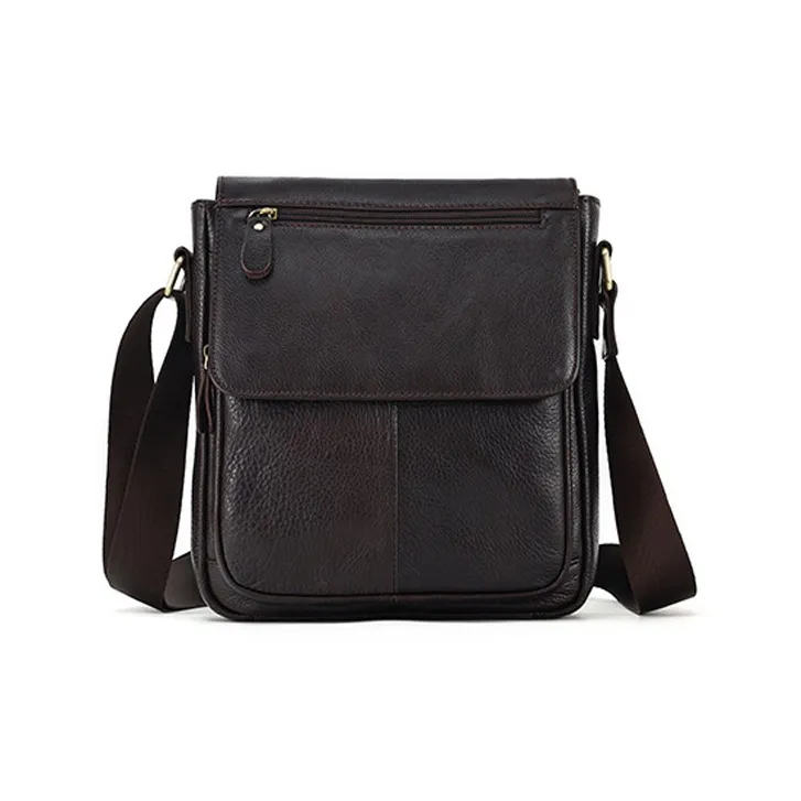 ROSEROOEN Top Grain Cow Leather Shoulder Bag Regular Men's Coffee/Black-0