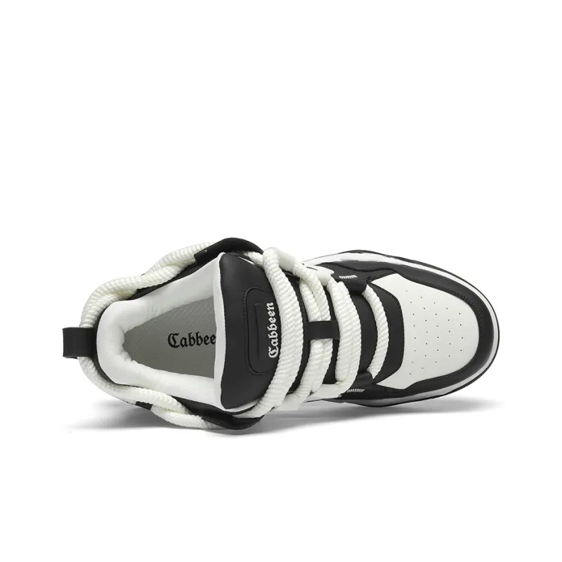 Cabbeen Versatile Casual Puffy Shoes Anti-Slip Wear-Resistant Low-Top Skateboard Shoes Men's Black Romantic Confessions-4