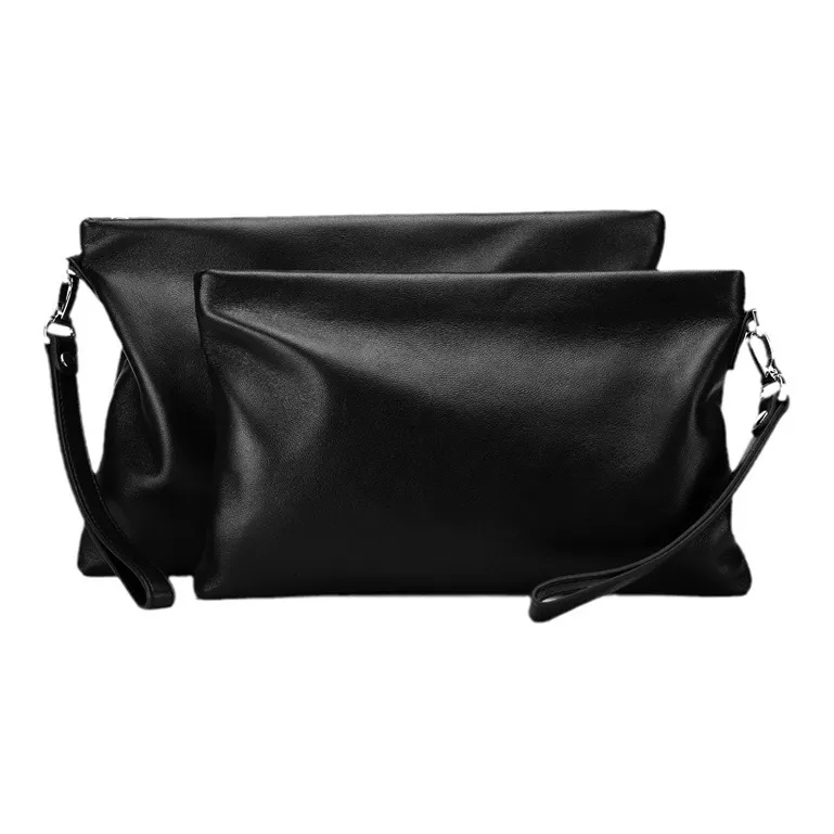 ROSEROOEN Top Grain Cow Leather Clutch Regular Unisex Black-1