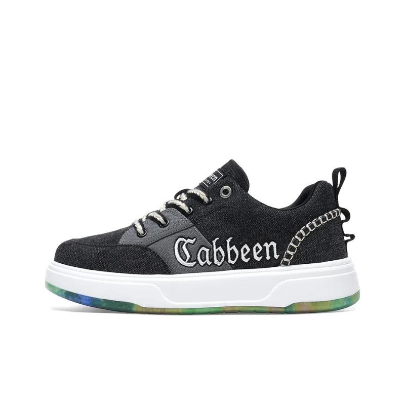 Cabbeen Preppy Durable Everyday Lightweight Anti-Slip Low-Top Skateboard Shoes 5.5cm Men's Black-0