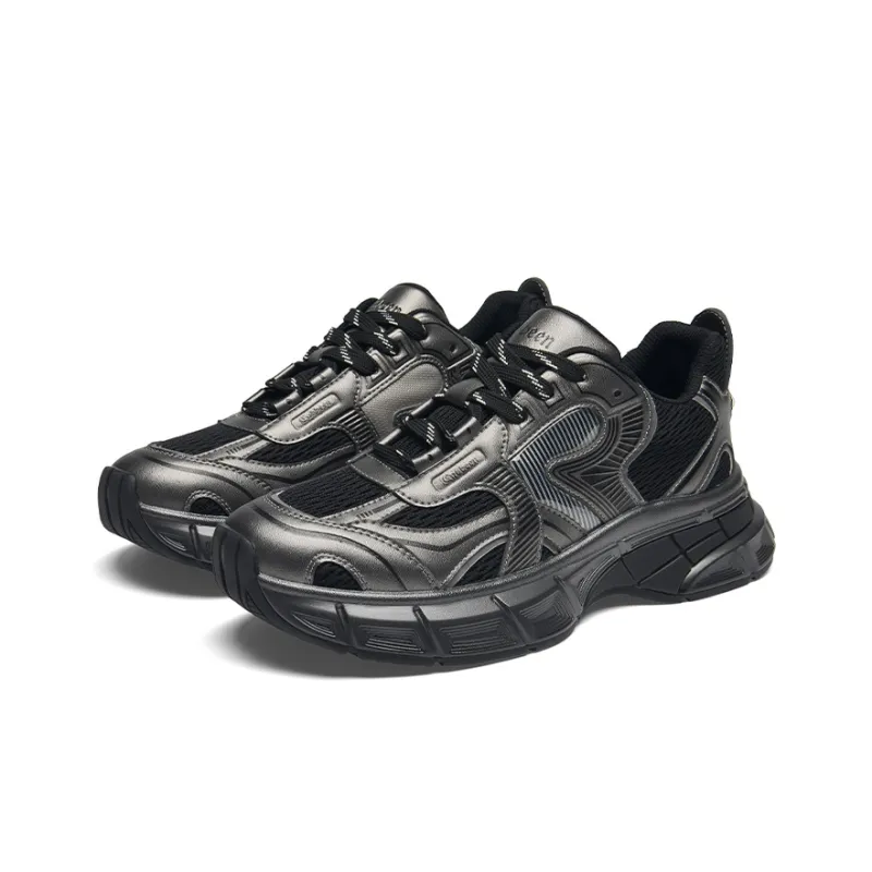 Cabbeen New Arrival Mesh Height Increasing Patchwork Lightweight And Breathable Low Top Chunky Sneakers Men's Silver-2