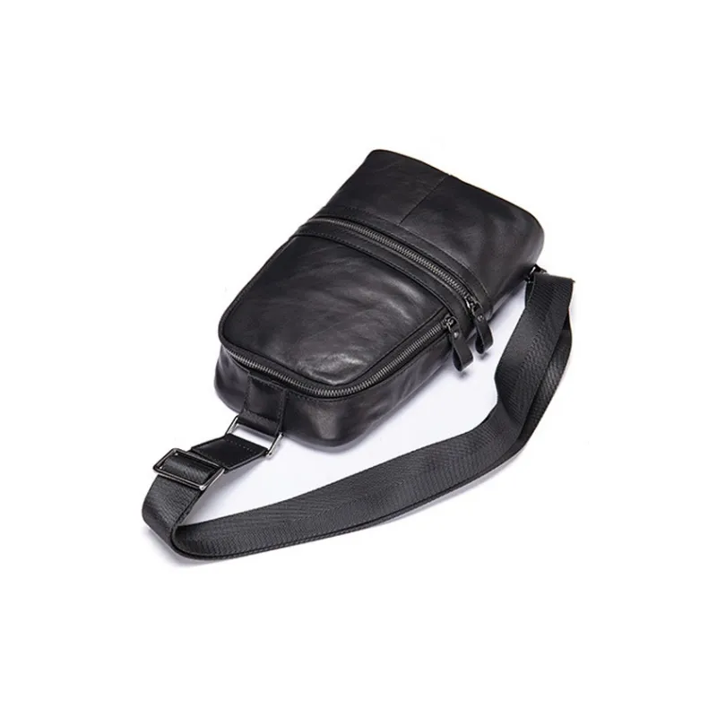 DOSRFINI Genuine Leather Sling Bag Small Size Men's Black-2