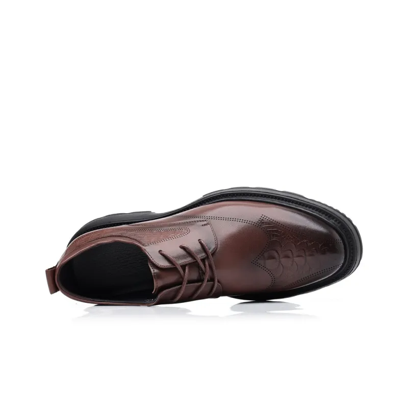 MODENGPAN Dress Shoes Men Low Top Brown/Black-2