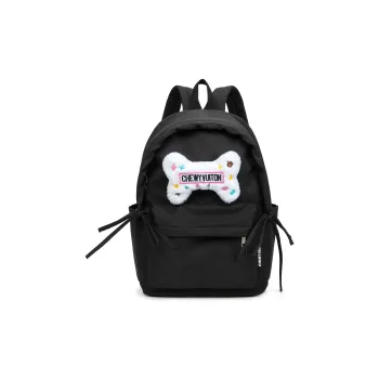 UNITE STAR Nylon Backpack Regular Women's Black Yellow/Pink Blue/Ecru