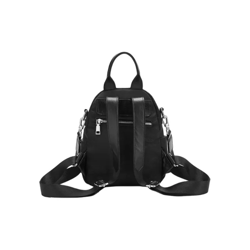 ST&SAT Fabric With Synthetic Leather Backpack Medium Size Women's Elegant Black/Dreamy Silver-3