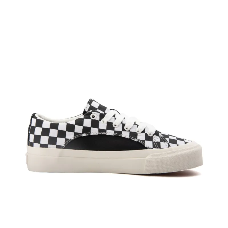 WANSWER Low Top Skateboard Shoes Unisex Black White Plaid-2