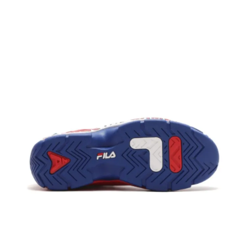 TM PAINT X ATMOS x FILA Grant Hill 2 Anti-Slip Wear-Resistant Mid-Top Vintage Basketball Shoes Men's Red Blue White-4