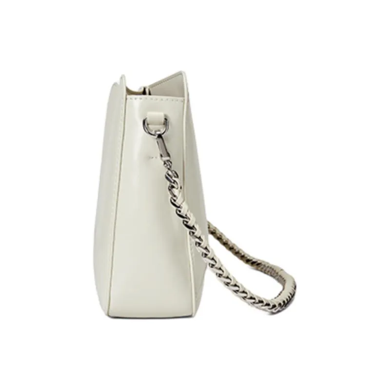 ST&SAT Cow Leather Crossbody Bag Large Size Women's Elegant White/Dreamy Silver/Elegant Black-2